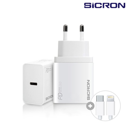 SICRON 30W (MAX) USB PD 고속 충전기 EN-838QPDI8(C핀+애플8핀)