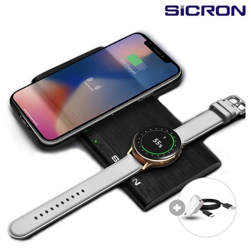 SICRON 15W + 15W 고속 듀얼 스마트폰 스마트워치 무선충전패드 무선충전기 ENW-T300Q